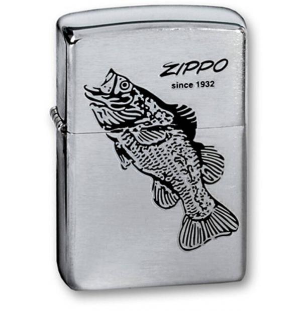 Зажигалка ZIPPO Black Bass Brushed Chrome  200 BLACK BASS