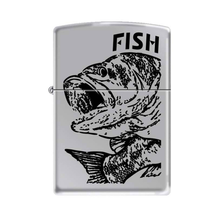 Зажигалка ZIPPO Чёрный окунь сталь High Polish Chrome