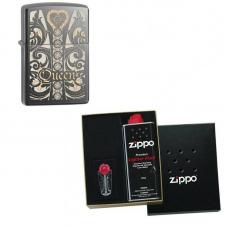 Зажигалка ZIPPO Classic Black Ice 28797 в подарочной упаковке + топливо и кремни