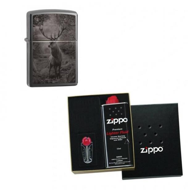 Зажигалка ZIPPO Classic Black Ice 49059 в подарочной упаковке + топливо и кремни 49059-n