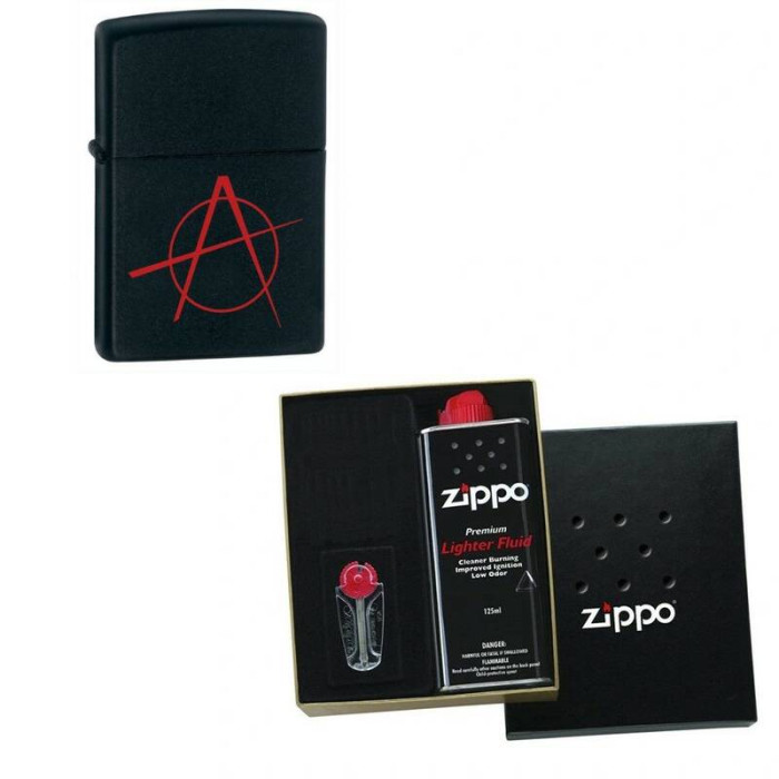 Зажигалка ZIPPO Classic Black Matte 20842 в подарочной упаковке + топливо и кремни