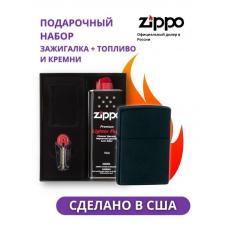 Зажигалка ZIPPO Classic Black Matte 218 в подарочной упаковке + топливо и кремни