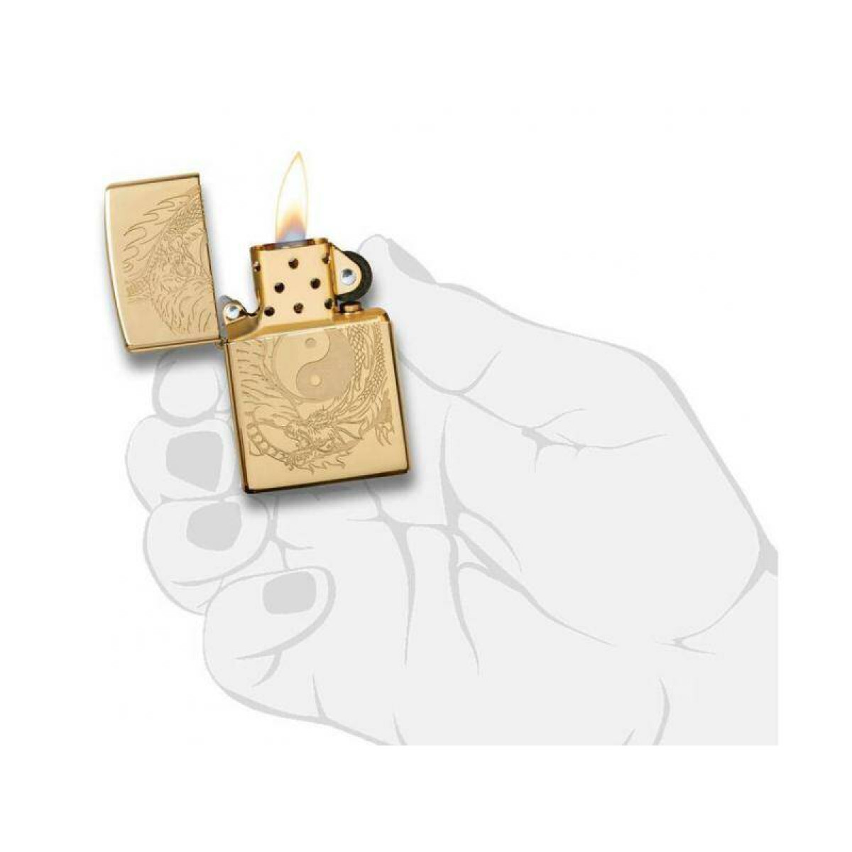 Зажигалка ZIPPO Classic High Polish Brass 49024 в подарочной упаковке + топливо и кремни 6