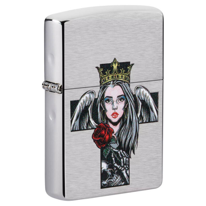 Зажигалка ZIPPO Cross Queen Skull Brushed Chrome 49262