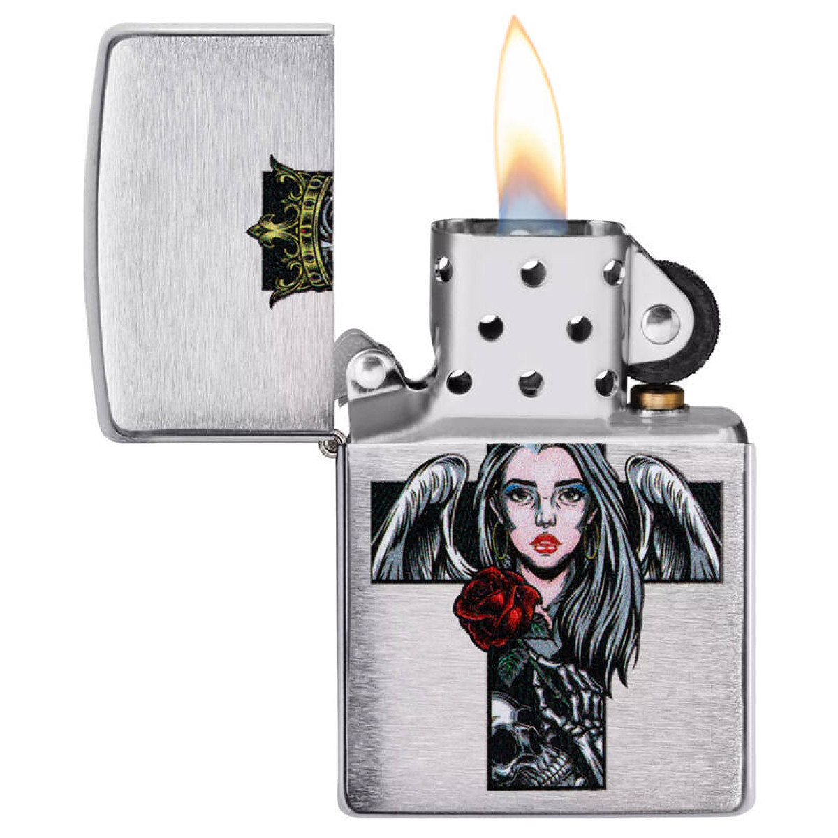 Зажигалка ZIPPO Cross Queen Skull Brushed Chrome 49262 4