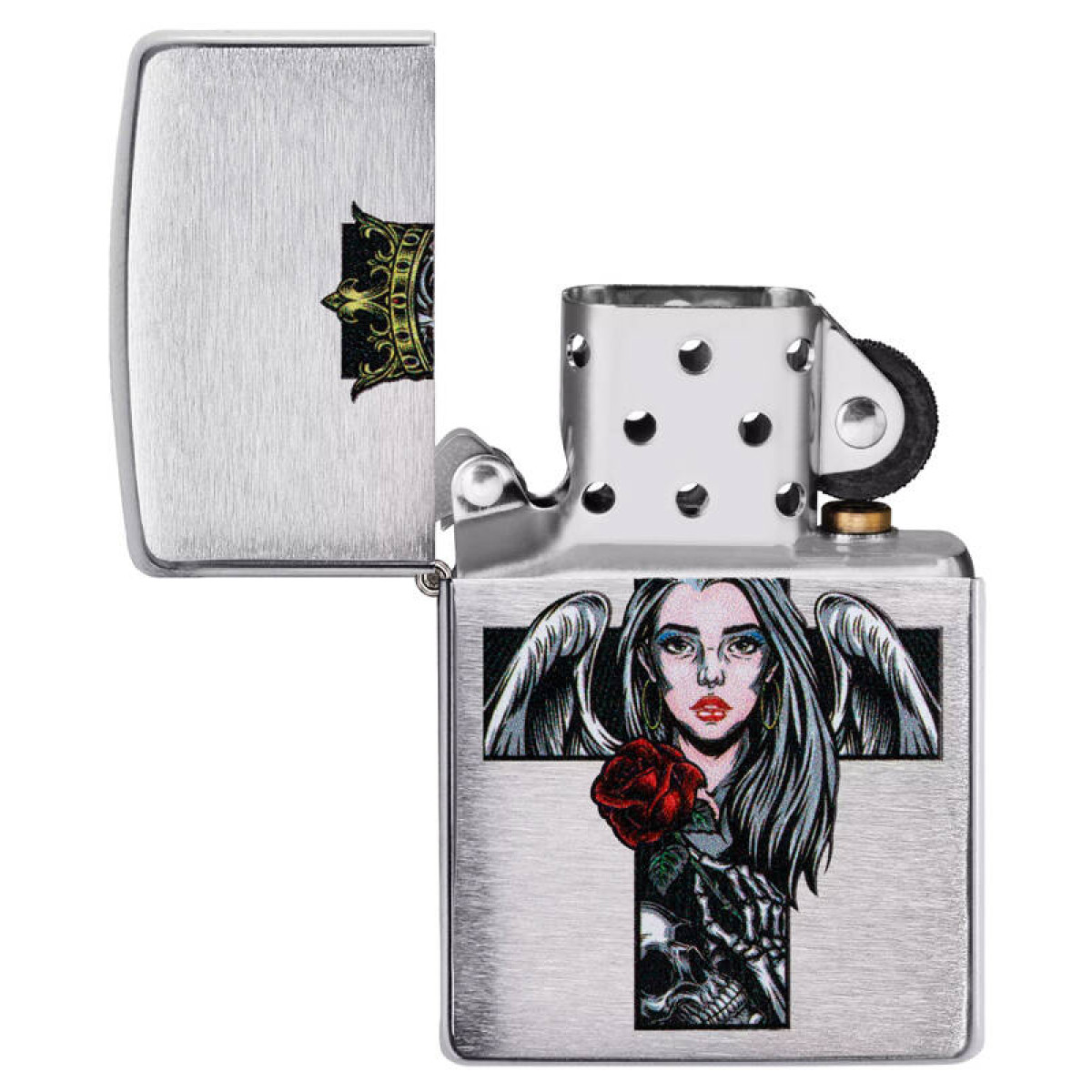 Зажигалка ZIPPO Cross Queen Skull Brushed Chrome 49262 3