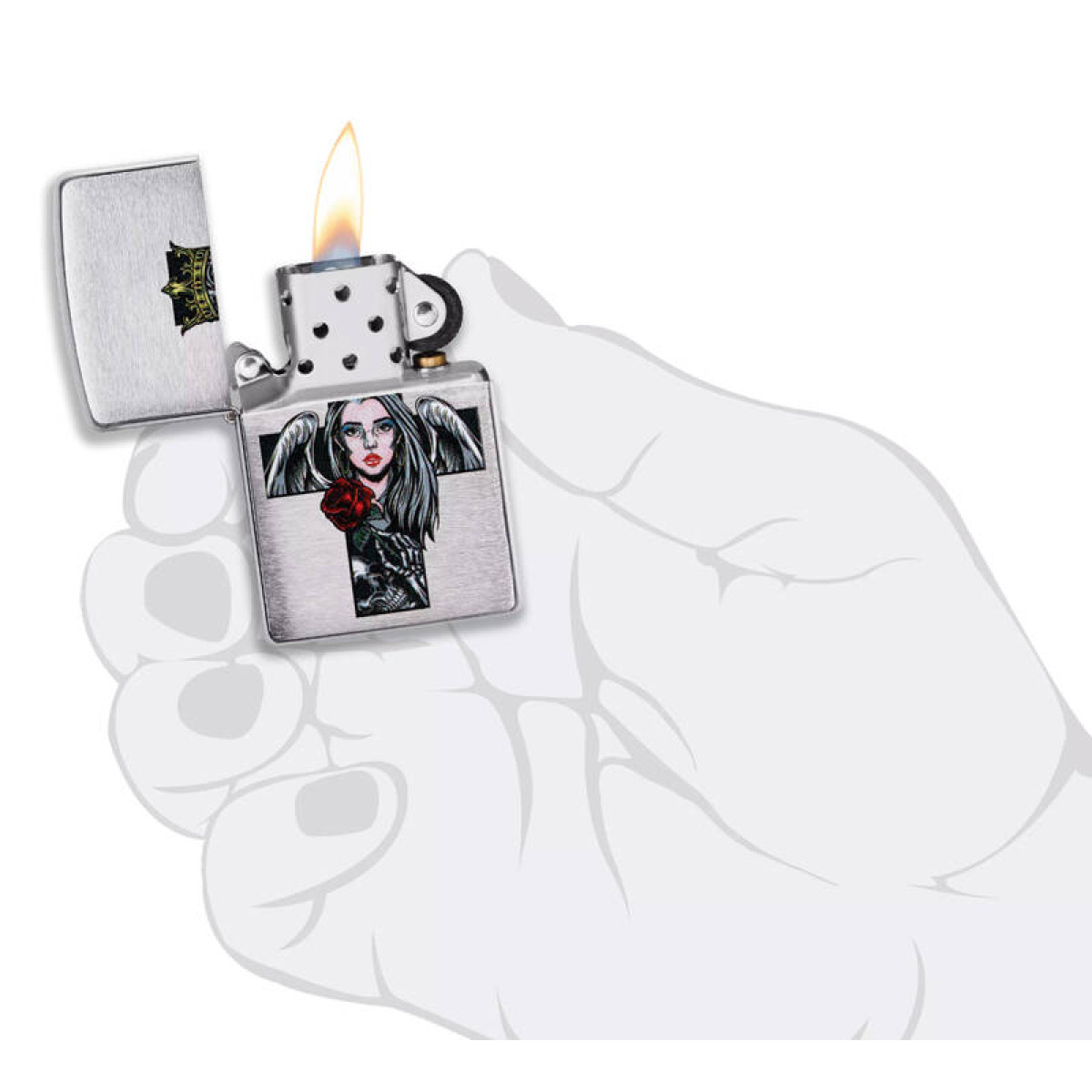 Зажигалка ZIPPO Cross Queen Skull Brushed Chrome 49262 2