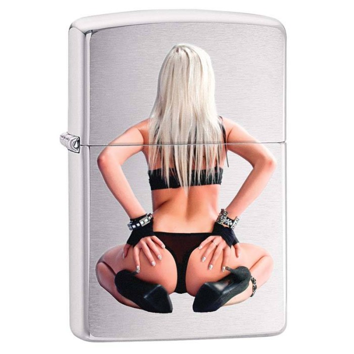 Зажигалка ZIPPO Девушка в бикини Brushed Chrome