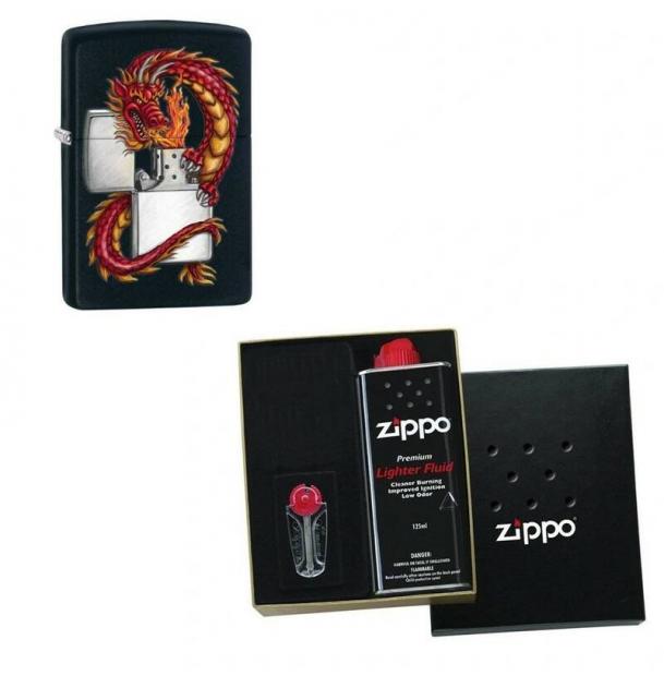 Зажигалка ZIPPO Дракон Black Matte в подарочной упаковке + топливо и кремни 218 ORIENTAL DRAGON-n