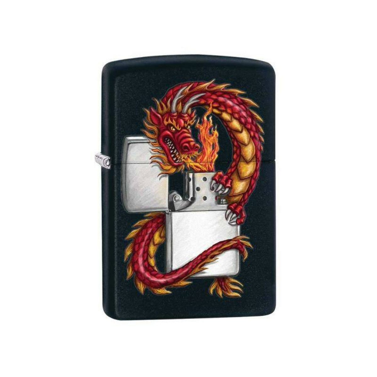 Зажигалка ZIPPO Дракон Black Matte в подарочной упаковке + топливо и кремни 2