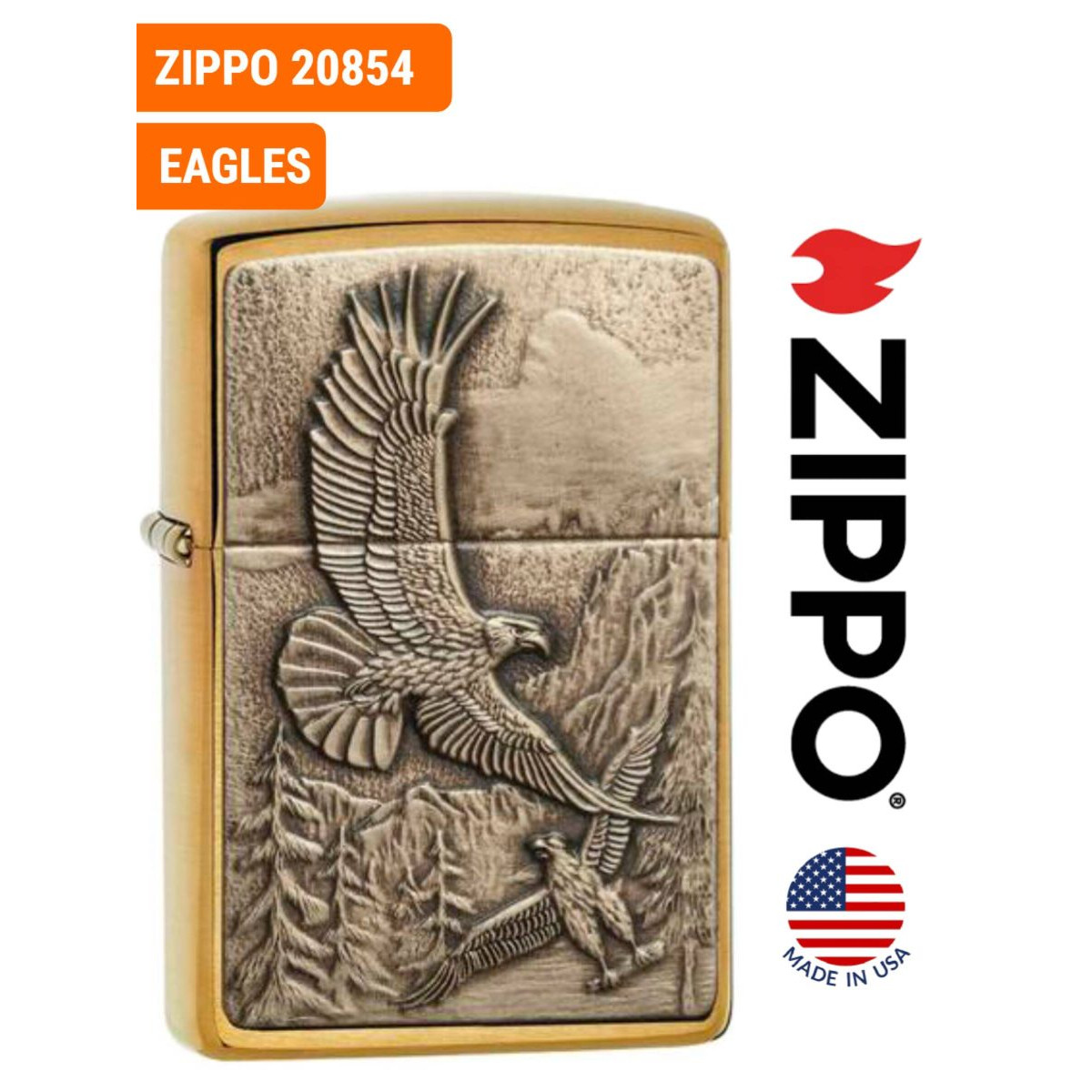 Зажигалка ZIPPO 20854 Eagles Brushed Brass 1