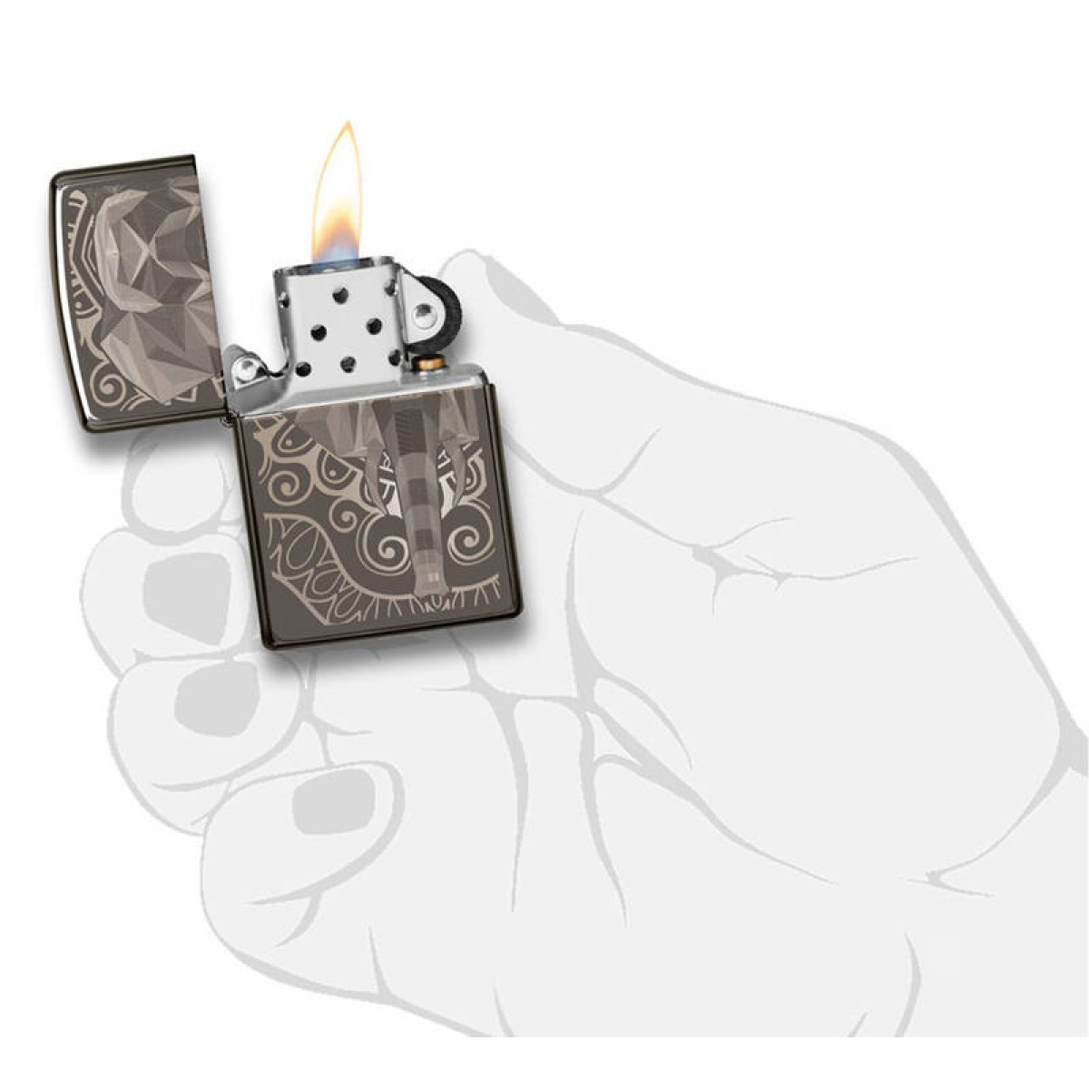 Зажигалка ZIPPO Elephant Fancy Fill Design Black Ice 49074 4
