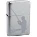 Зажигалка ZIPPO Fisherman Brushed Chrome в подарочной упаковке + топливо и кремни 200 Fisherman-n