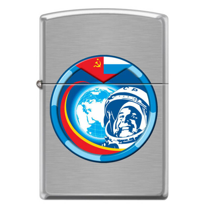Зажигалка ZIPPO Гагарин Brushed Chrome
