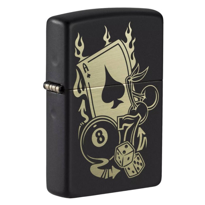 Зажигалка ZIPPO Gambling Design Black Matte 49257