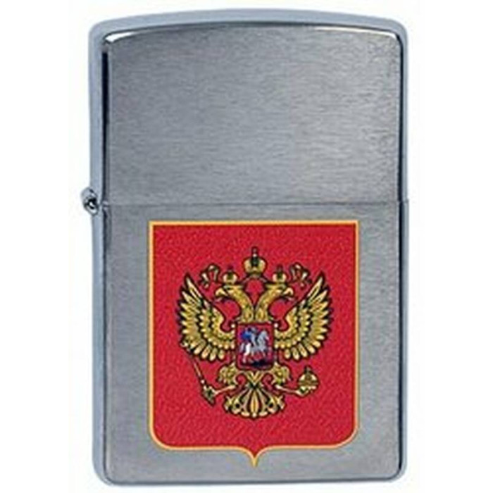 Зажигалка ZIPPO Герб России Brushed Chrome