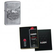 Зажигалка ZIPPO Harley-Davidson Street Chrome  в подарочной упаковке + топливо и кремни