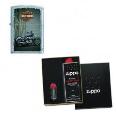 Зажигалка ZIPPO Harley-Davidson Street Chrome в подарочной упаковке + топливо и кремни