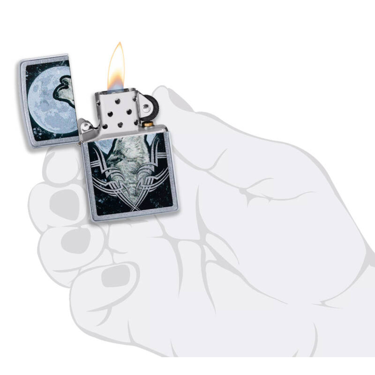 Зажигалка ZIPPO Howling Wolf Street Chrome 49261 2