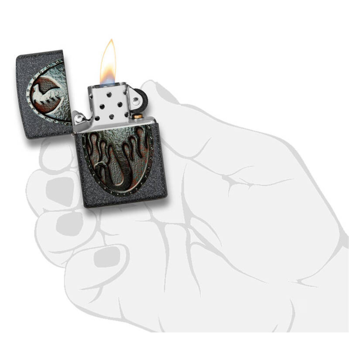 Зажигалка ZIPPO Metal Dragon Shield Design Iron Stone 49072 3