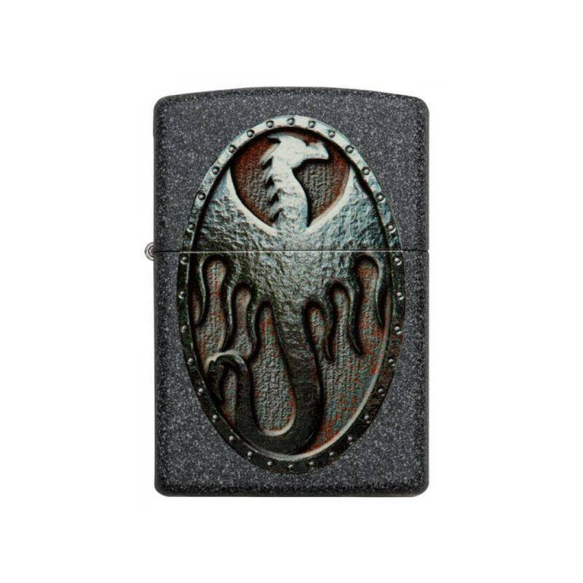 Зажигалка ZIPPO Metal Dragon Shield Design Iron Stone 49072 в подарочной упаковке + топливо и кремни 2
