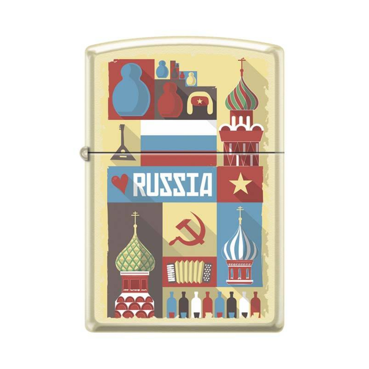 Зажигалка ZIPPO Открытка из России Cream Matte 1