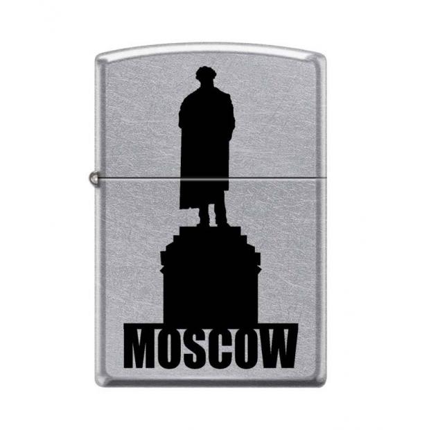 Зажигалка ZIPPO Памятник Пушкину Street Chrome  207 MOSCOW SILHOUETTE