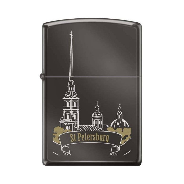 Зажигалка ZIPPO Петропавловская крепость Black Ice