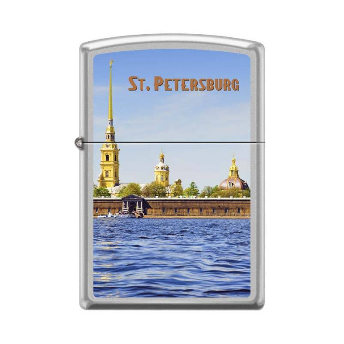 Зажигалка ZIPPO Петропавловская крепость Satin Chrome