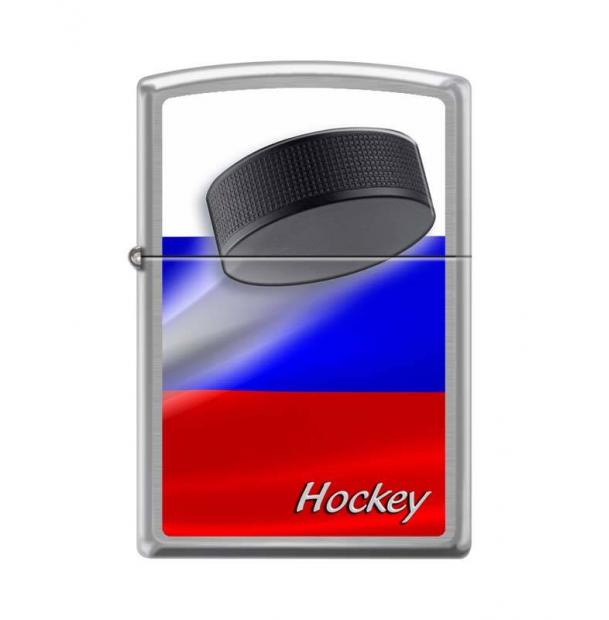 Зажигалка ZIPPO Российский хоккей Brushed Chrome мм 200 RUSSIAN HOCKEY PUCK