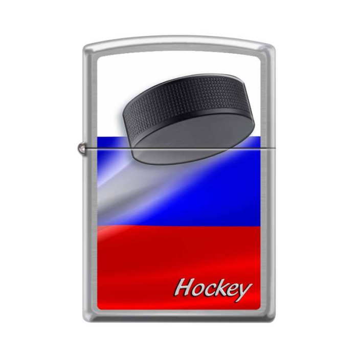 Зажигалка ZIPPO Российский хоккей Brushed Chrome мм
