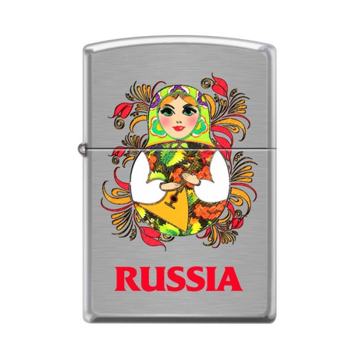 Зажигалка ZIPPO Русская Матрёшка Brushed Chrome