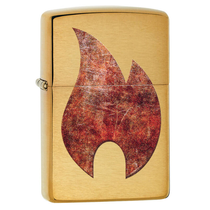 Зажигалка ZIPPO Rusty Flame Brushed Brass