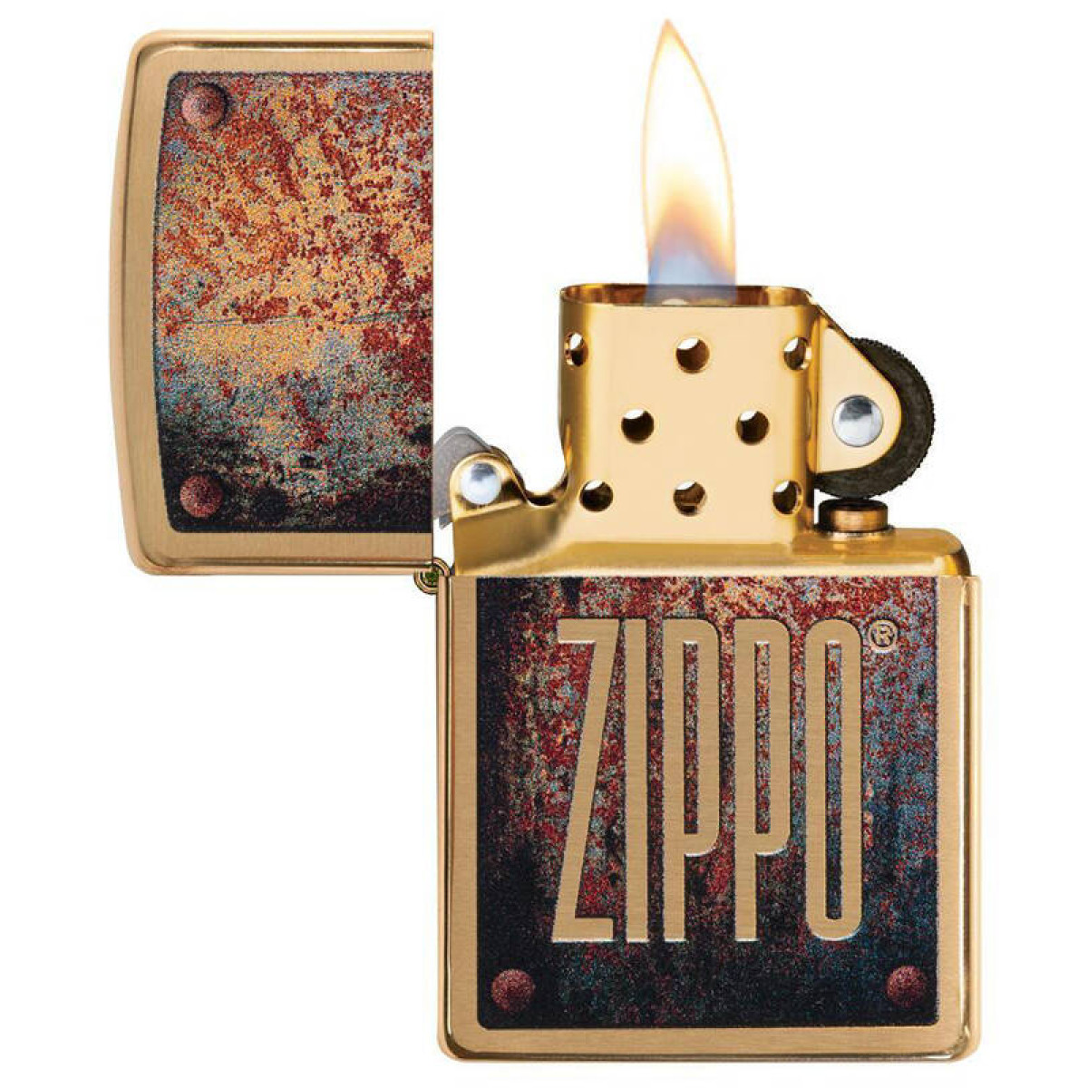 Зажигалка ZIPPO Rusty Plate Brushed Brass 2