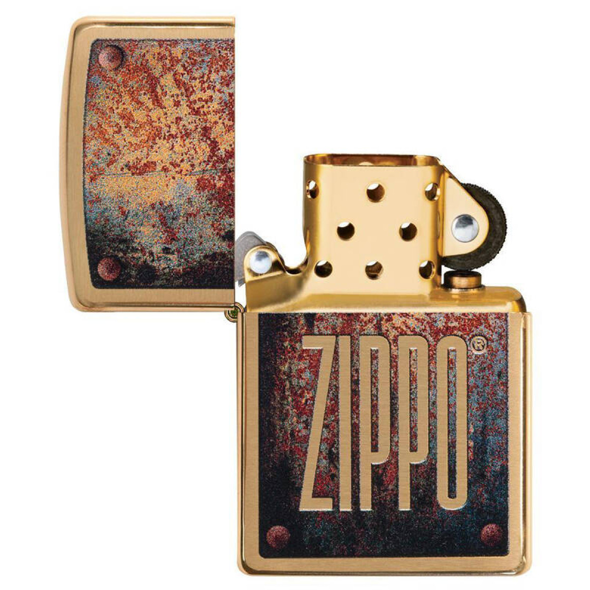 Зажигалка ZIPPO Rusty Plate Brushed Brass 3