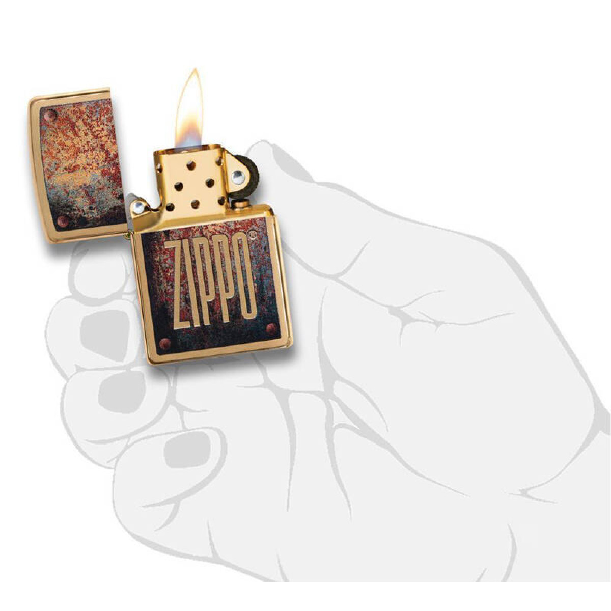 Зажигалка ZIPPO Rusty Plate Brushed Brass 5