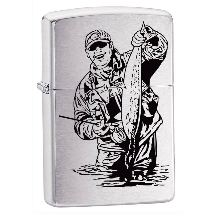 Зажигалка ZIPPO Рыбак Brushed Chrome