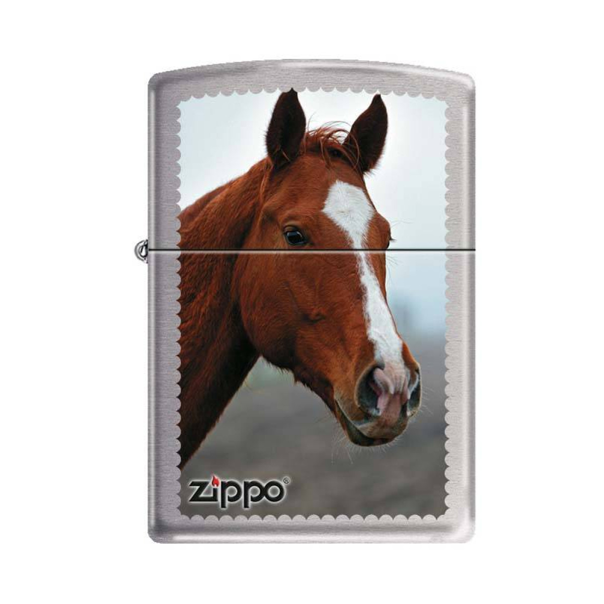 Зажигалка ZIPPO Рыжая лошадь Brushed Chrome 1