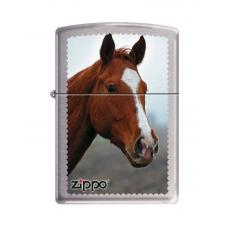 Зажигалка ZIPPO Рыжая лошадь Brushed Chrome 