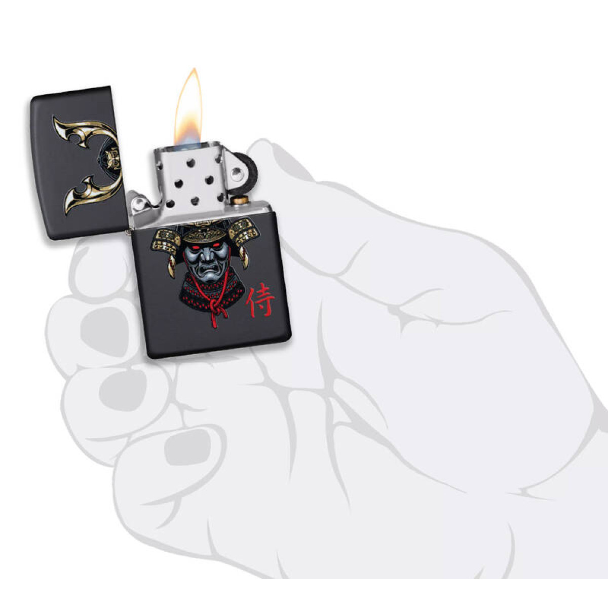 Зажигалка ZIPPO Samurai Helmet Design Black Matte 49259 2