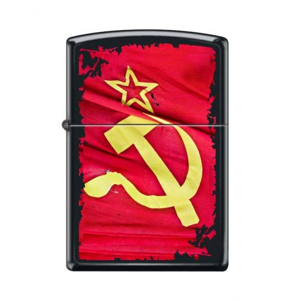 Зажигалка ZIPPO Серп и Молот Black Matte  218 SOVIET FLAG SICKLE