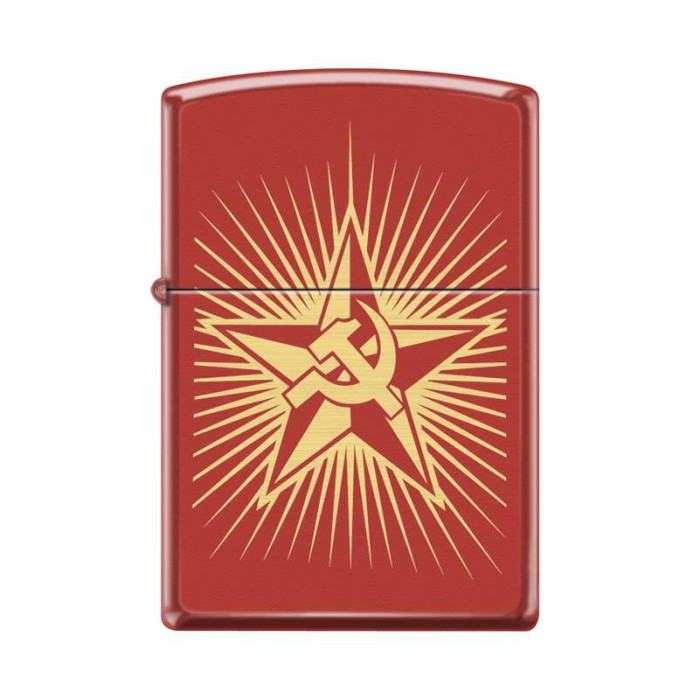 Зажигалка ZIPPO Серп и Молот и Звезда Red Matte