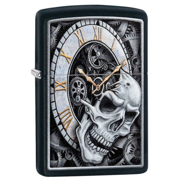 Зажигалка ZIPPO Skull Clock Black Matte