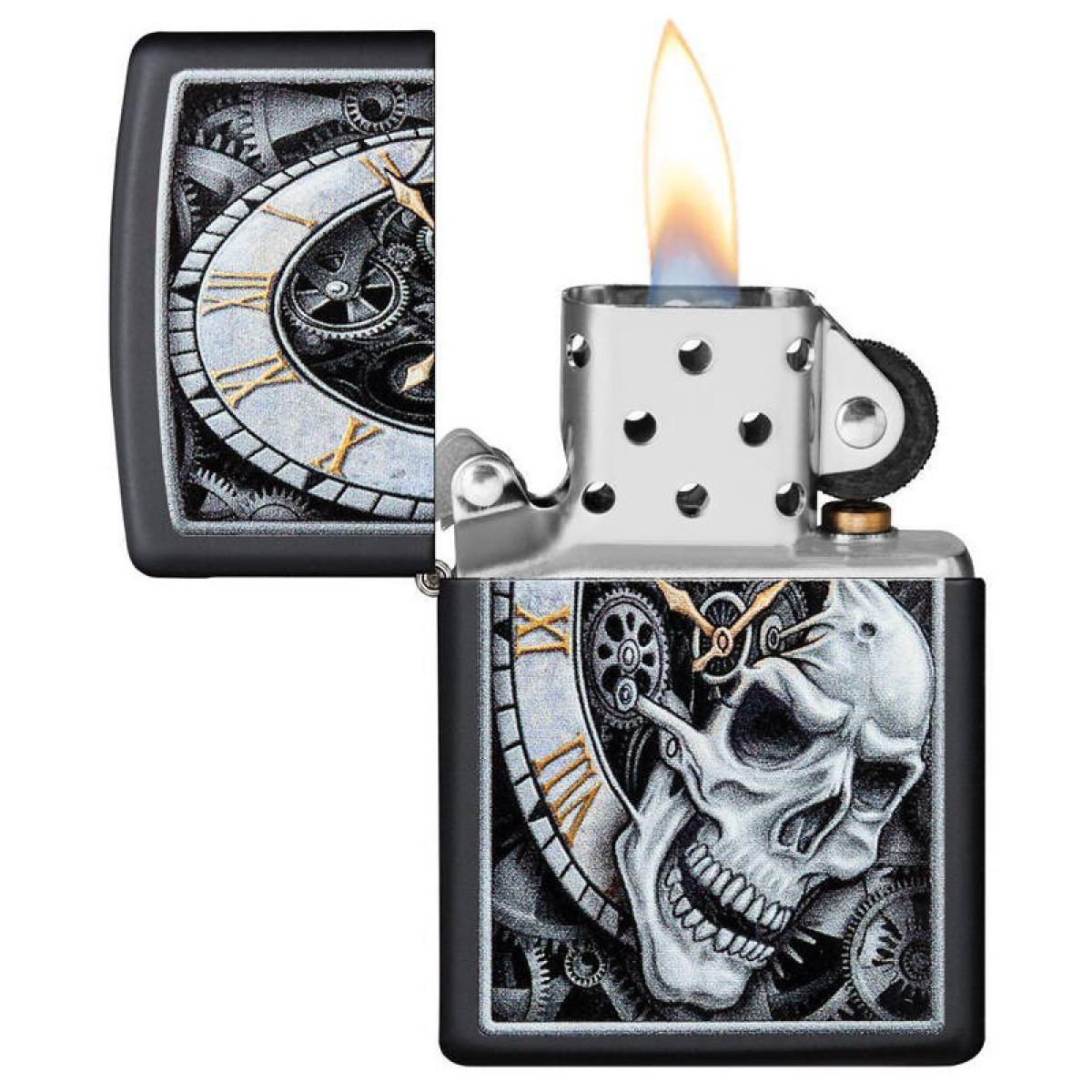 Зажигалка ZIPPO Skull Clock Black Matte 2