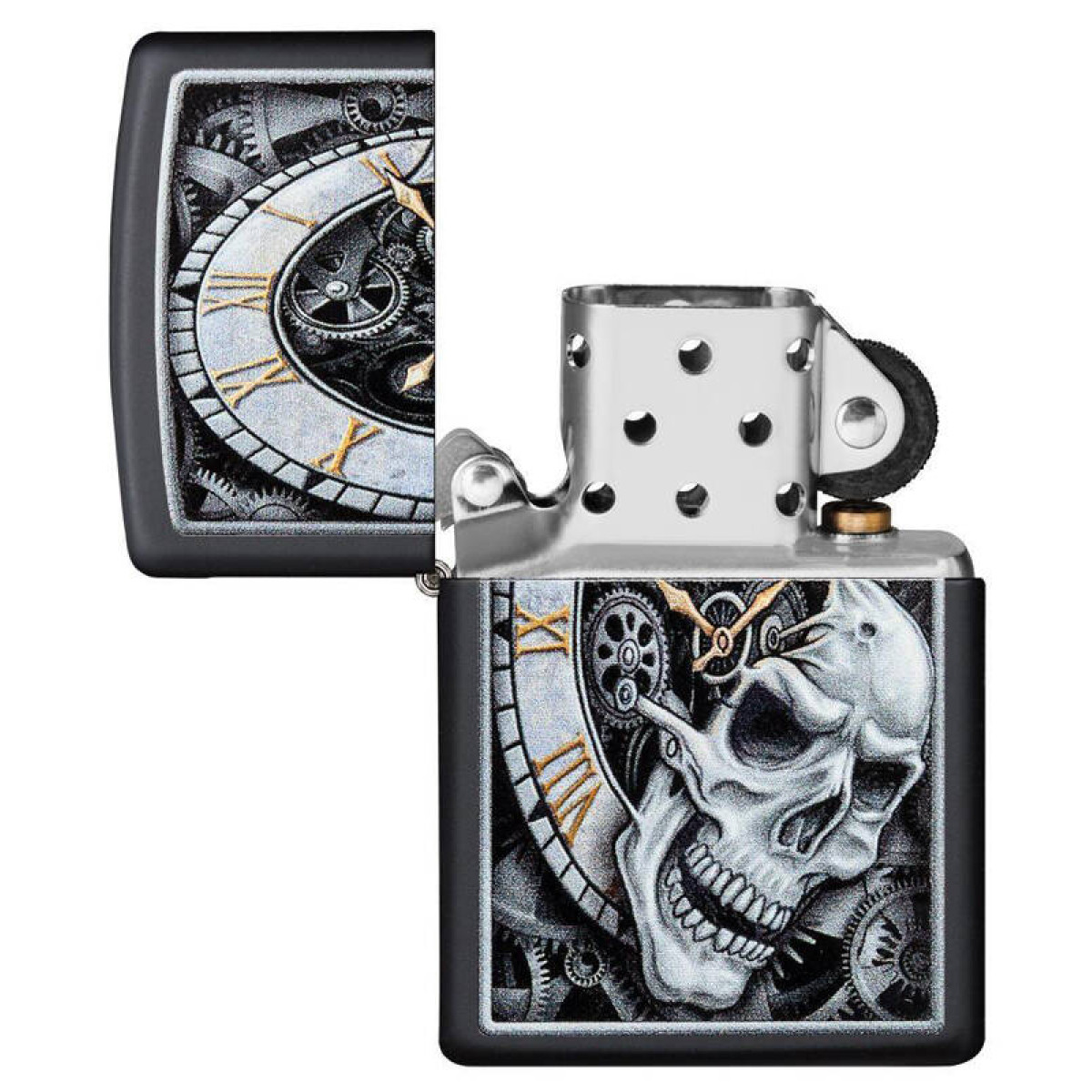 Зажигалка ZIPPO Skull Clock Black Matte 3