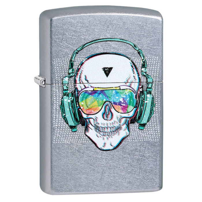 Зажигалка ZIPPO Skull Headphone Street Chrome