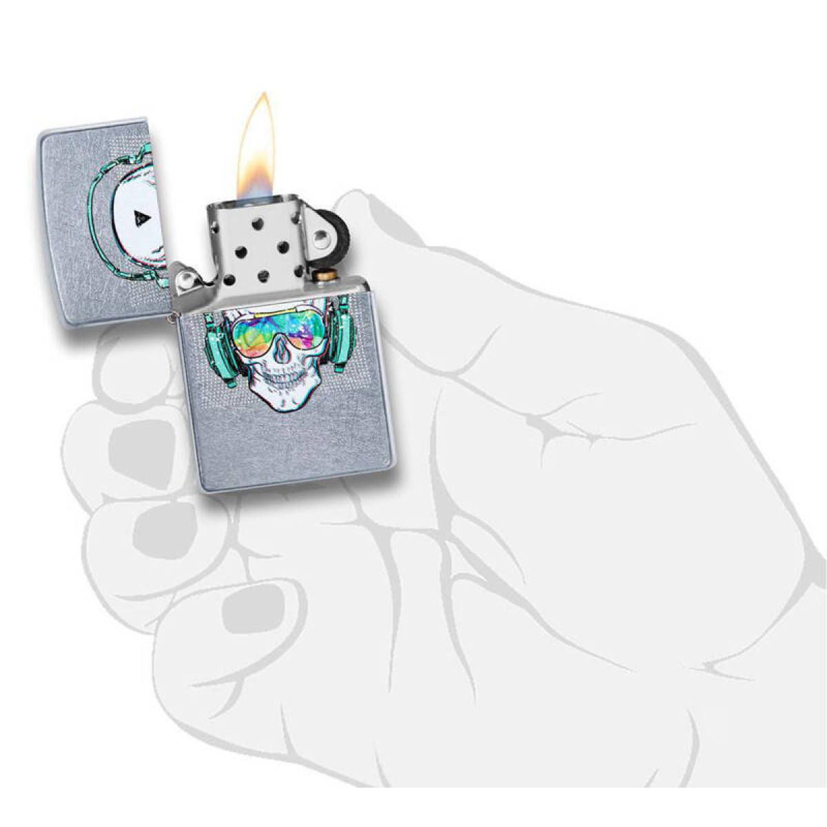 Зажигалка ZIPPO Skull Headphone Street Chrome 5