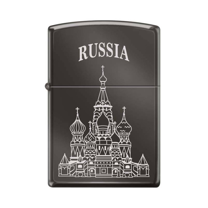 Зажигалка ZIPPO Собор Василия Блаженного Black Ice сталь