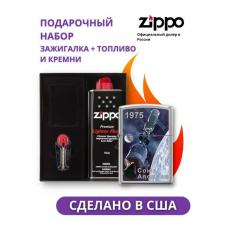 Зажигалка ZIPPO Союз-Аполлон High Polish Chrome 250_Soyuz-Apollo в подарочной упаковке + топливо и кремни 250_Soyuz-Apollo-n