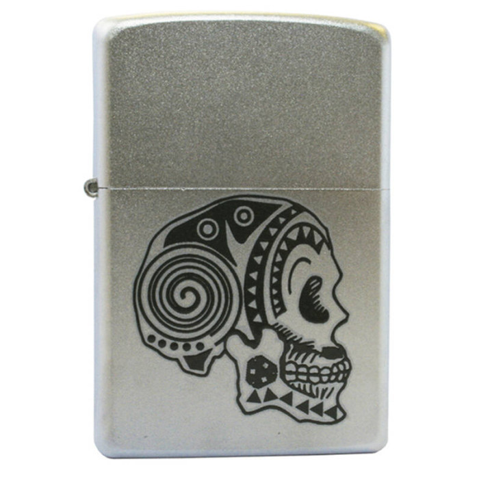 Зажигалка ZIPPO Tattoo Skull Satin Chrome